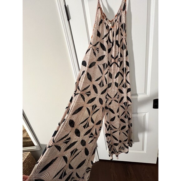 Anthropologie Wide Leg Mason Cover Up Orange/Blue Motif Large MISSING WAIST TIE - Picture 6 of 9